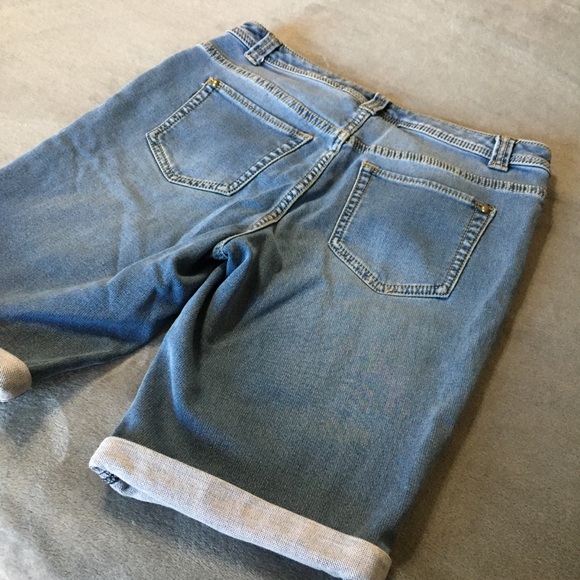 Christopher & Banks Pants - Bermuda Blue Jean Denim Shorts Longer Length EUC